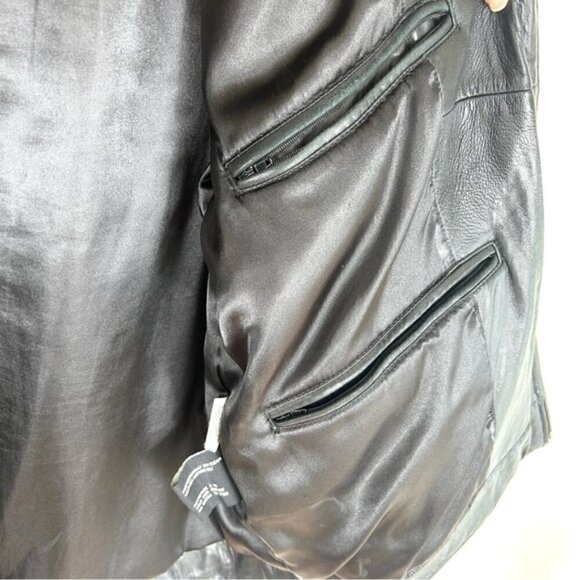 VINTAGE Davoucci Bomber Biker Genuine Leather Jacket XL - Picture 6 of 10